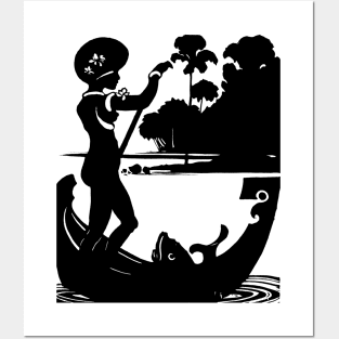 Papuan Girl Standing in Row Boat with Fish 1923 Papua New Guinea Posters and Art